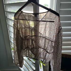 ZARA Size Large Dress Long Sleeves, Blue Green Gold Black Pattern